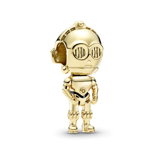 Pandora Star Wars C-3PO Charm in Schwarz-Gold mit 18 Karat vergoldete Metalllegierung aus der Star Wars x Pandora Collection