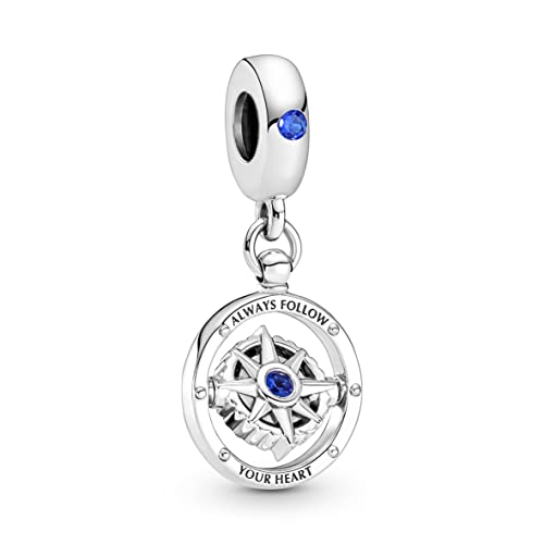 Pandora Charm Anhänger 'Kompass' Silber, Kristall blau 790099C01