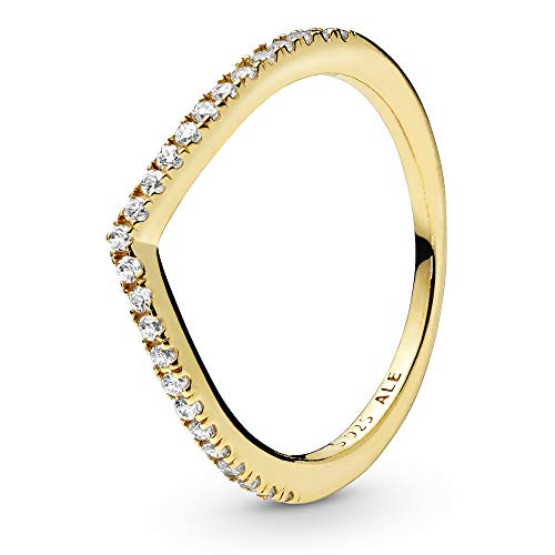 Pandora Sparkling Wishbone Ring in Gold mit 14 Karat vergoldete Metalllegierung und Cubic Zirkonia Steinen aus der Pandora Timeless Collection, Größe 52
