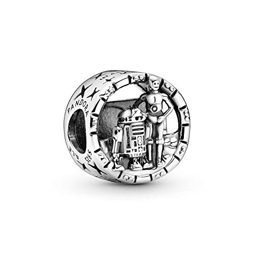 Pandora Star Wars C-3PO und R2-D2 offen gearbeitetes Charm aus Sterling Silber - für Pandora Moments Armbänder geeignet - 799245C00